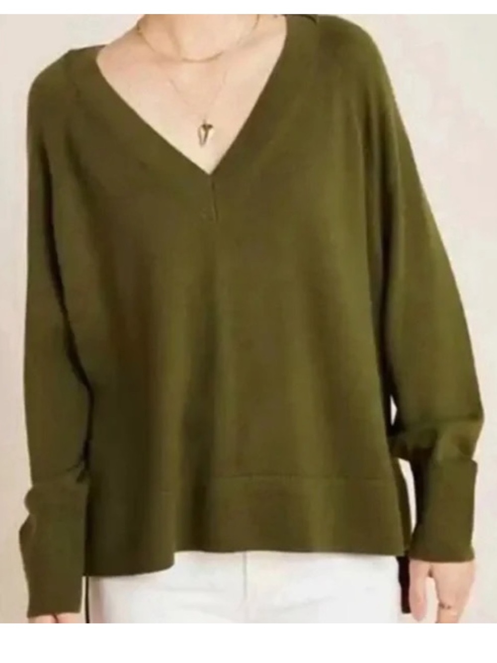 Anthropologie Gabby Long Sleeve Cropped Wool Blend Sweater Green Women’s XS
